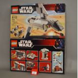 Two Lego Star Wars sets: 7659 Imperial Landing Craft; 7666 Hoth Rebel Base. Both sealed.
