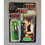 A vintage Star Wars carded 'Return of the Jedi' figure, 'Han Solo', large head,