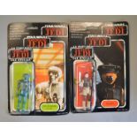 Two vintage Star Wars carded 'Return of the Jedi' figures on punched Tri-Logo 70 back cards,