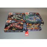 Four Star Wars Lego sets: 9499 Gungan Sub; 9497 Republic Striker-class Starfighter;