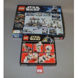 Two Lego Star Wars sets: 7879 Hoth Echo Base; 7749 Echo Base. Both sealed.