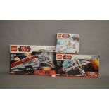 Three Lego Star Wars sets: 8039 Venator-Class Republic Attack Cruiser; 8088 ARC-170 Starfighter;