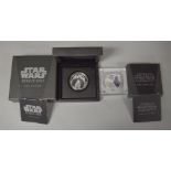 Two New Zealand Mint Star Wars 1oz Silver Coins: Luke Skywalker; Rogue One The Empire. E, boxed.