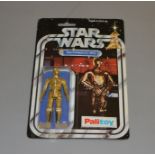 Palitoy Star Wars See-Threepio (C-3PO) 3 3/4" action figure sealed on a 12 back card.