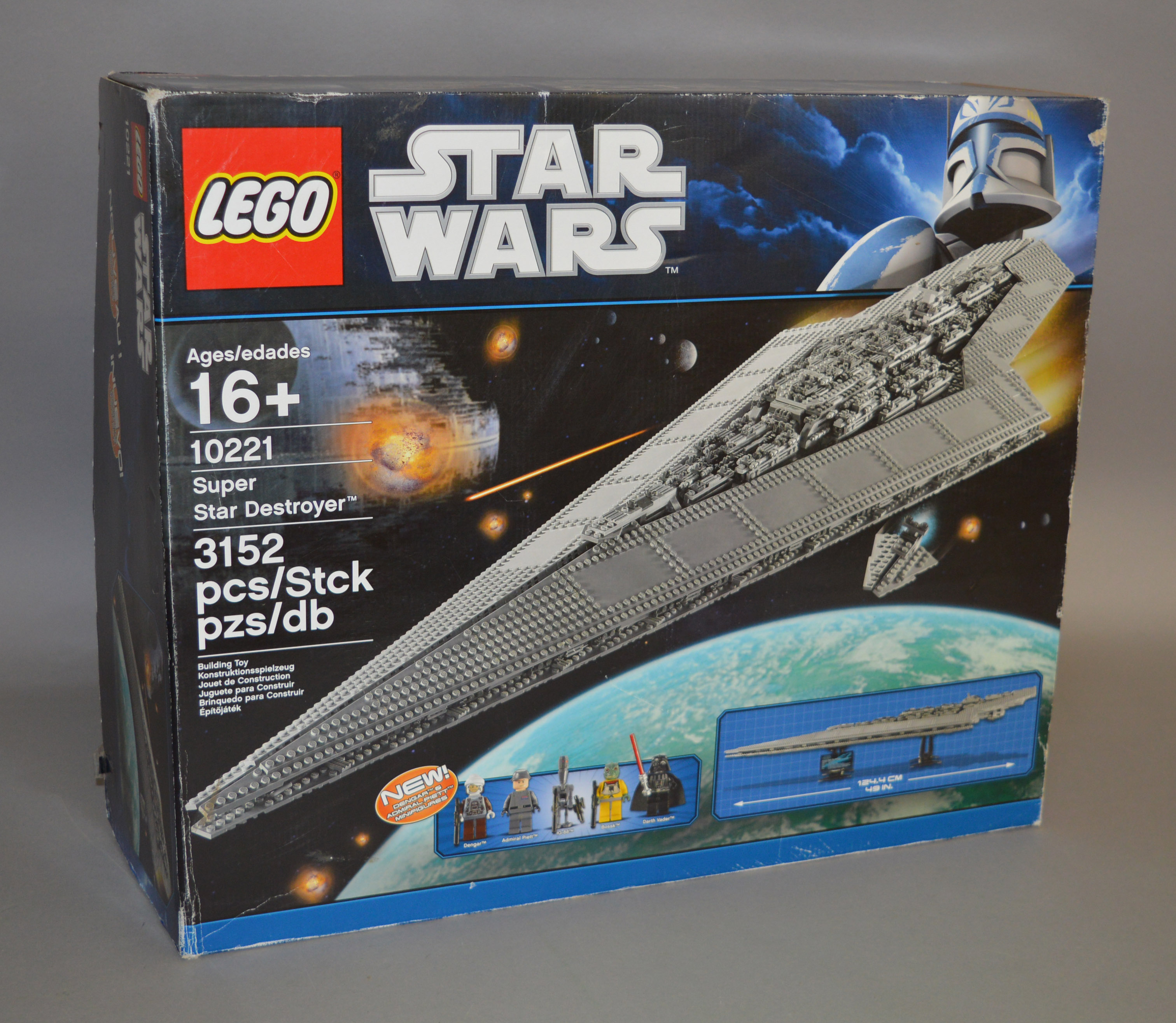 Lego Star Wars 10221 'Super Star Destroyer', in generally G box with some scuffing and creasing.