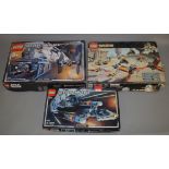 Three Lego Star Wars sets: 10131 Original Trilogy Edition TIE Fighter Collection;