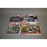 Four Lego Star Wars sets: 8091 Republic Swamp Speeder; 8086 Droid Tri-Fighter;