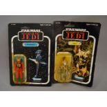 Two Kenner Star Wars Return of the Jedi 3 3/4" action figures, sealed on 79 back cards: Teebo,