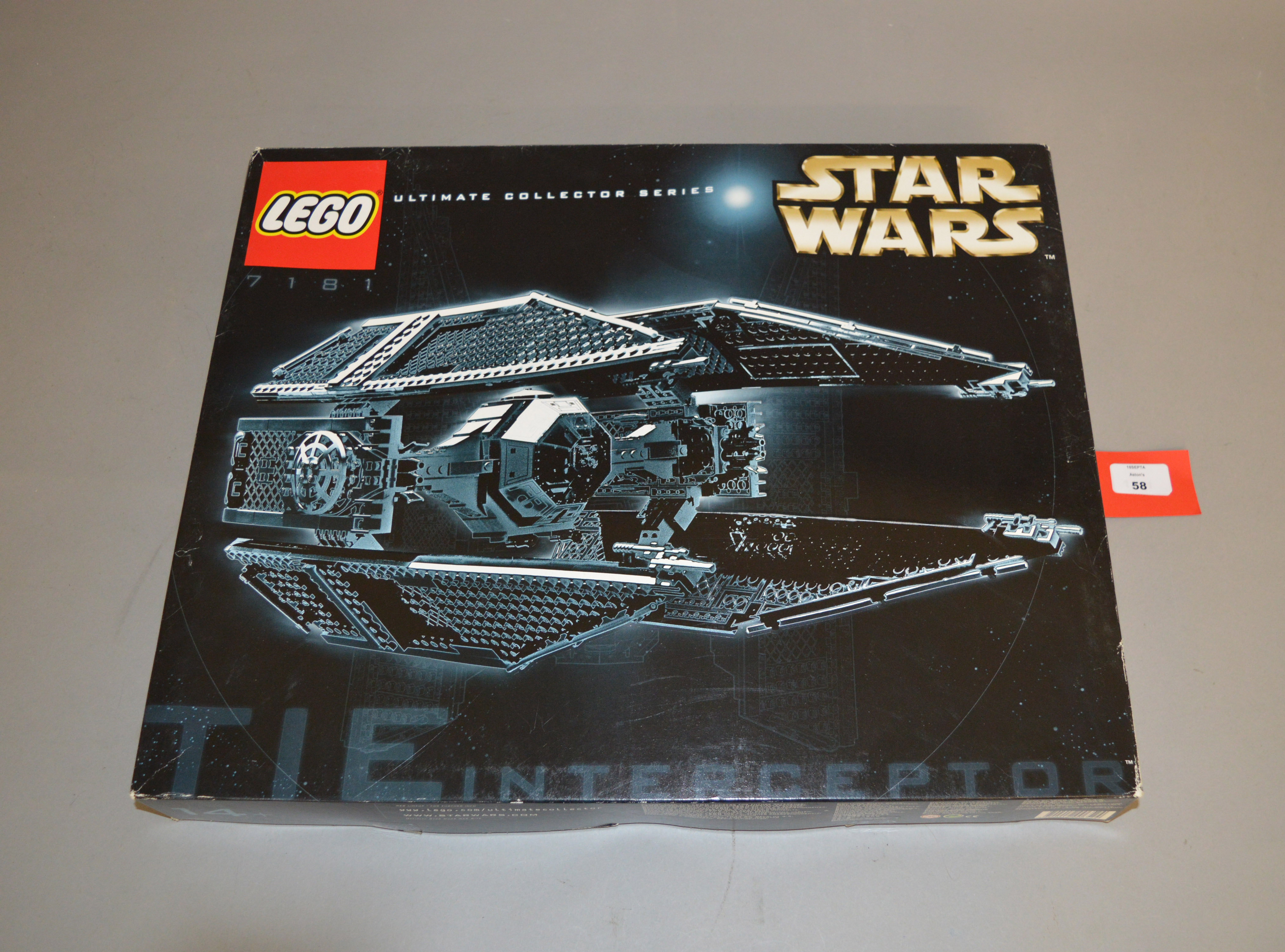 Lego Star Wars 7181 'TIE Interceptor', in generally G box with some undulation and scuffs.