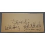 Jimi Hendrix Experience three autographs including Jimi Hendrix, lead guitarist, Noel Redding,