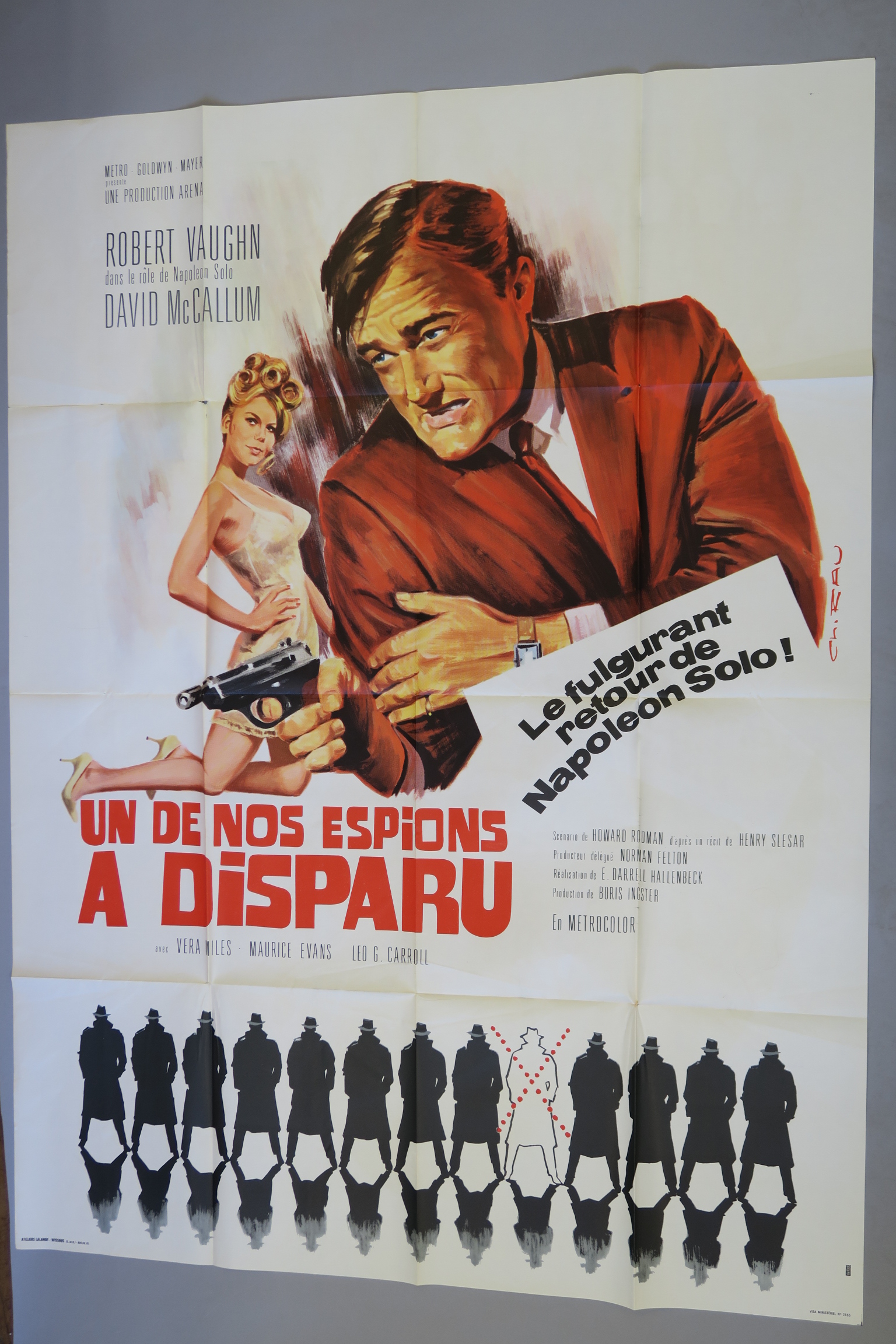 Man from Uncle French Grande film poster for "One of our Spies is Missing" with a finely painted