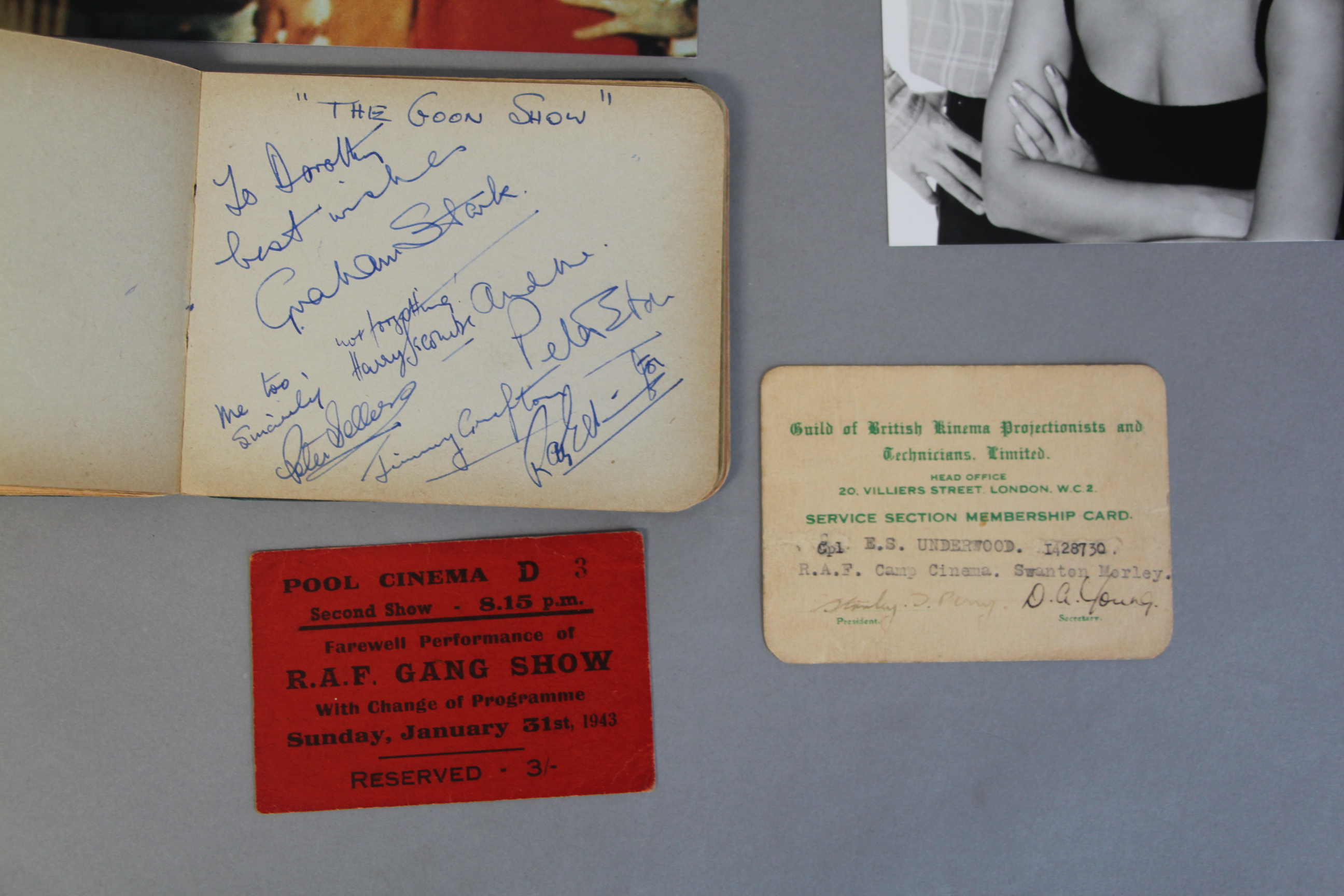 Small wartime autograph book containing autographs of many of the cast in 1943 of the RAF Gang show - Image 2 of 9