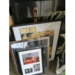 A collection of framed James Bond including the British Quad from 1995 for "Goldeneye",