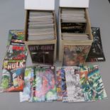 2 comic boxes of mainly Modern Marvel comics some variants titles inc; Justice League International,