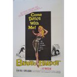 Brigitte Bardot 4 linen backed film posters including the first release 1960 "Come Dance with Me"