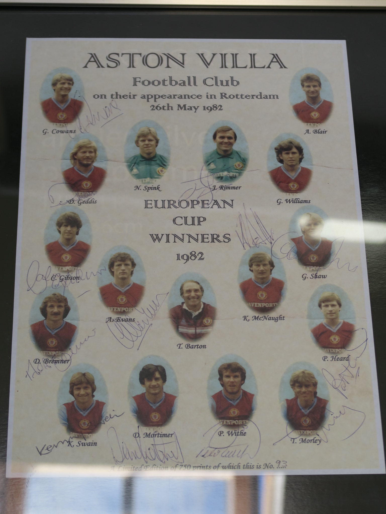 Aston Villa Football Club signed 26th May 1982 European Cup Winners limited edition print number 93 - Image 2 of 3