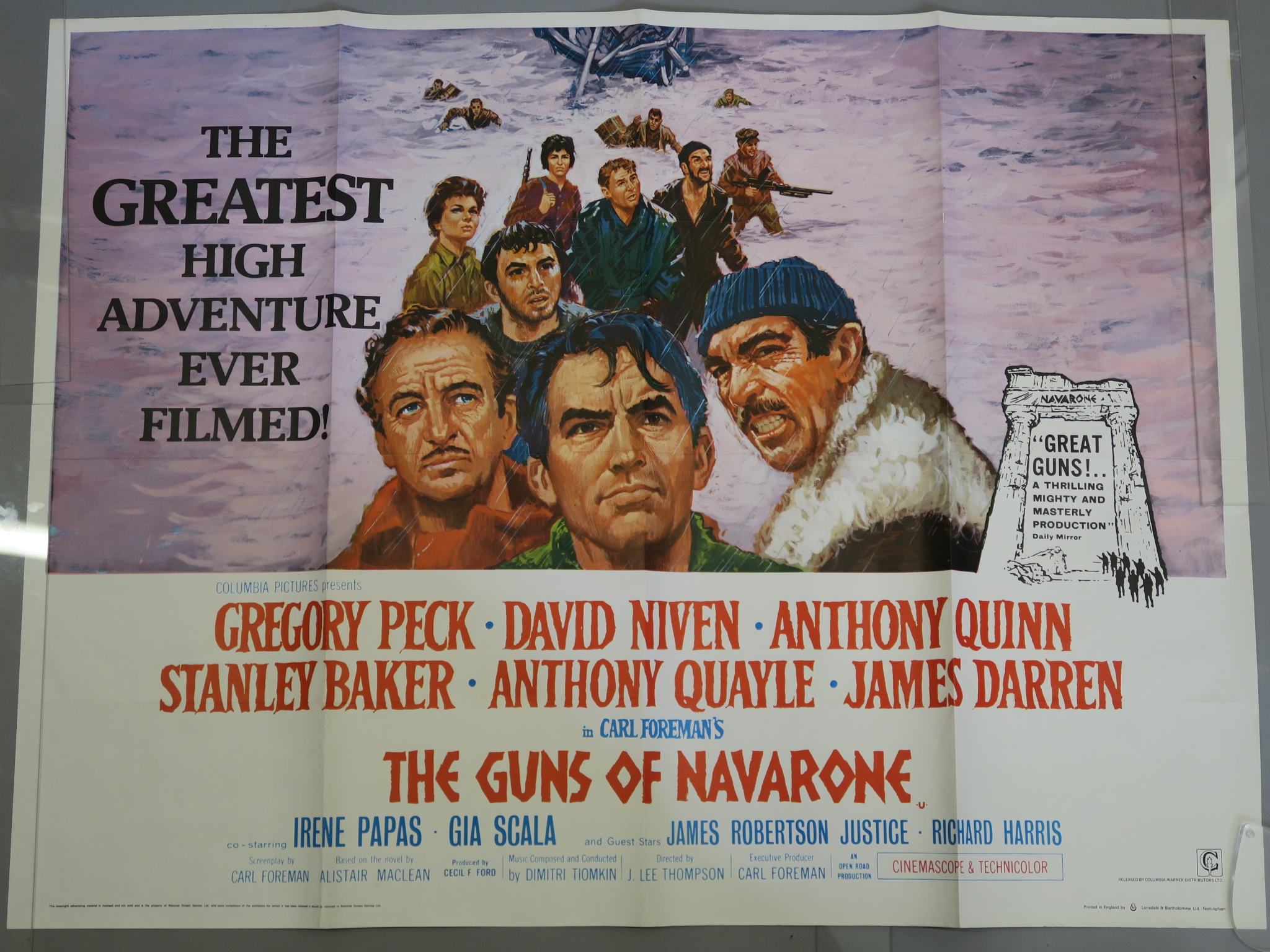 "Guns of Navarone" RR British Quad film poster 30 x 40 inch starring Gregory Peck,
