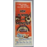 "How to make a Monster" US Insert from 1958 measuring 14 x 36 inches, paperbacked EX.
