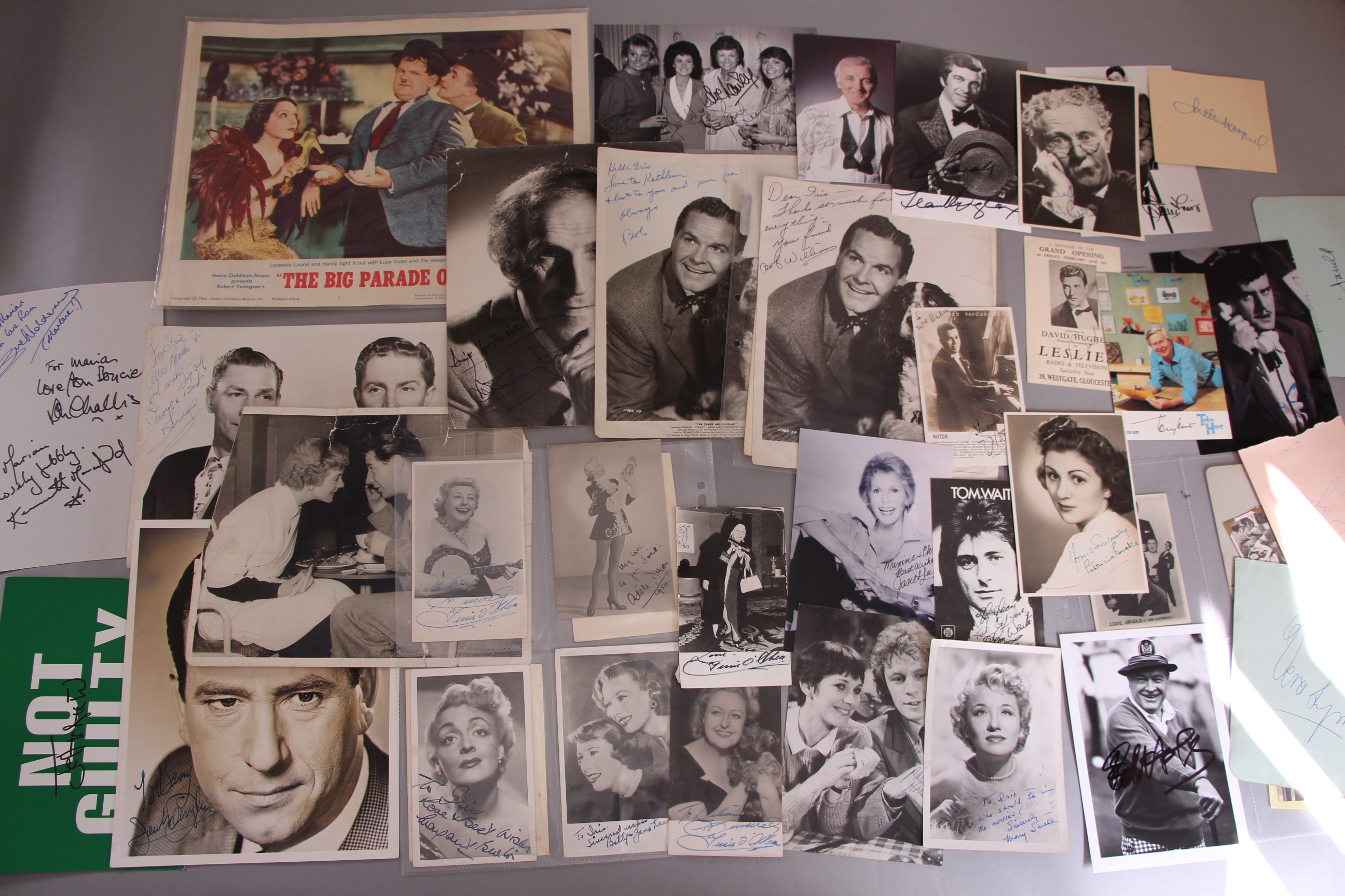 Signed photos including Charles Aznavour,, Bob Williams, Sue Lawley, Angela Rippon, Janet Leigh,