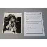 Bob Dylan signed photo together with a letter signed by Christine Neal Editor of The Beat Goes on