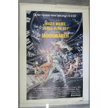 "Moonraker" James Bond US one sheet linen backed film poster from 1979 starring Roger Moore as