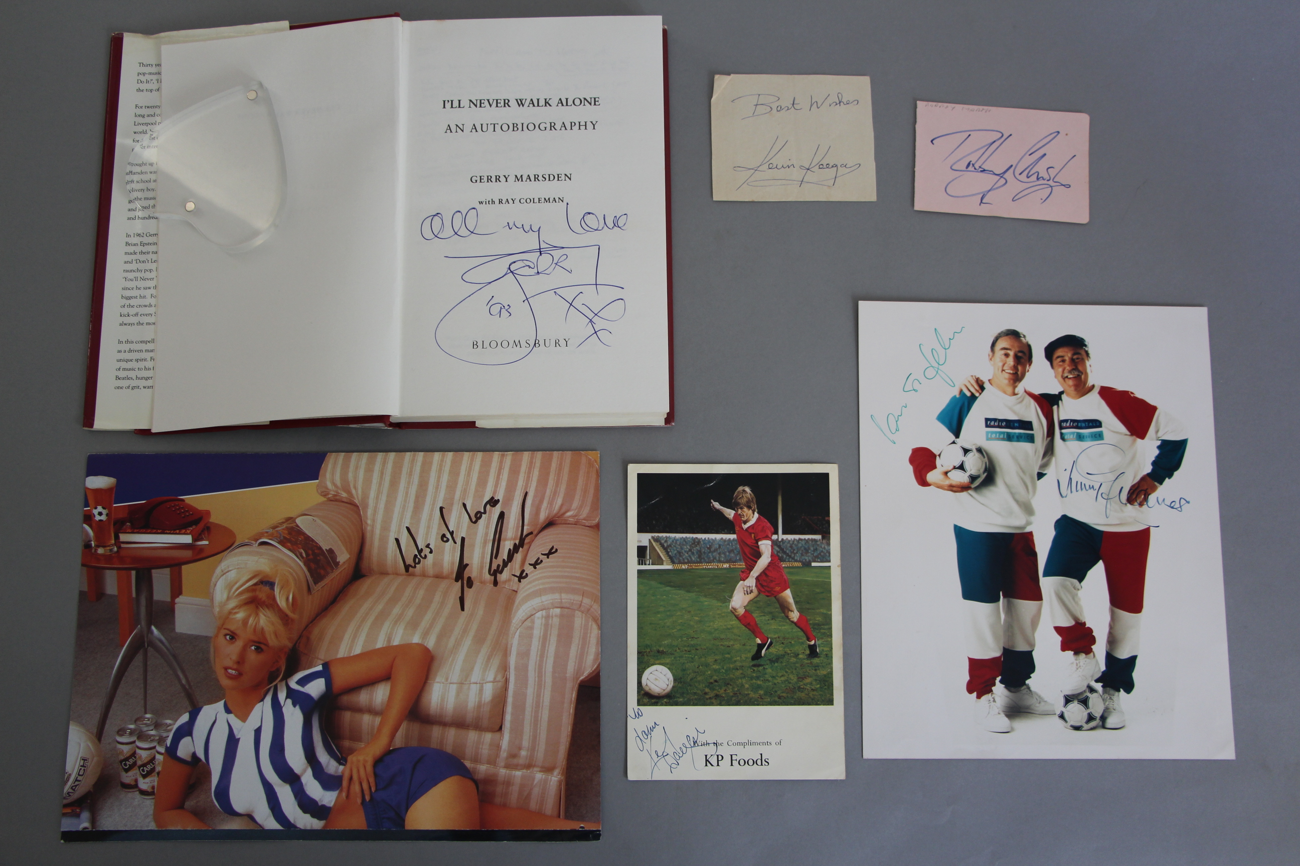 Liverpool FC and football lot including a KP foods colour photo of Kevin Keegan signed by the