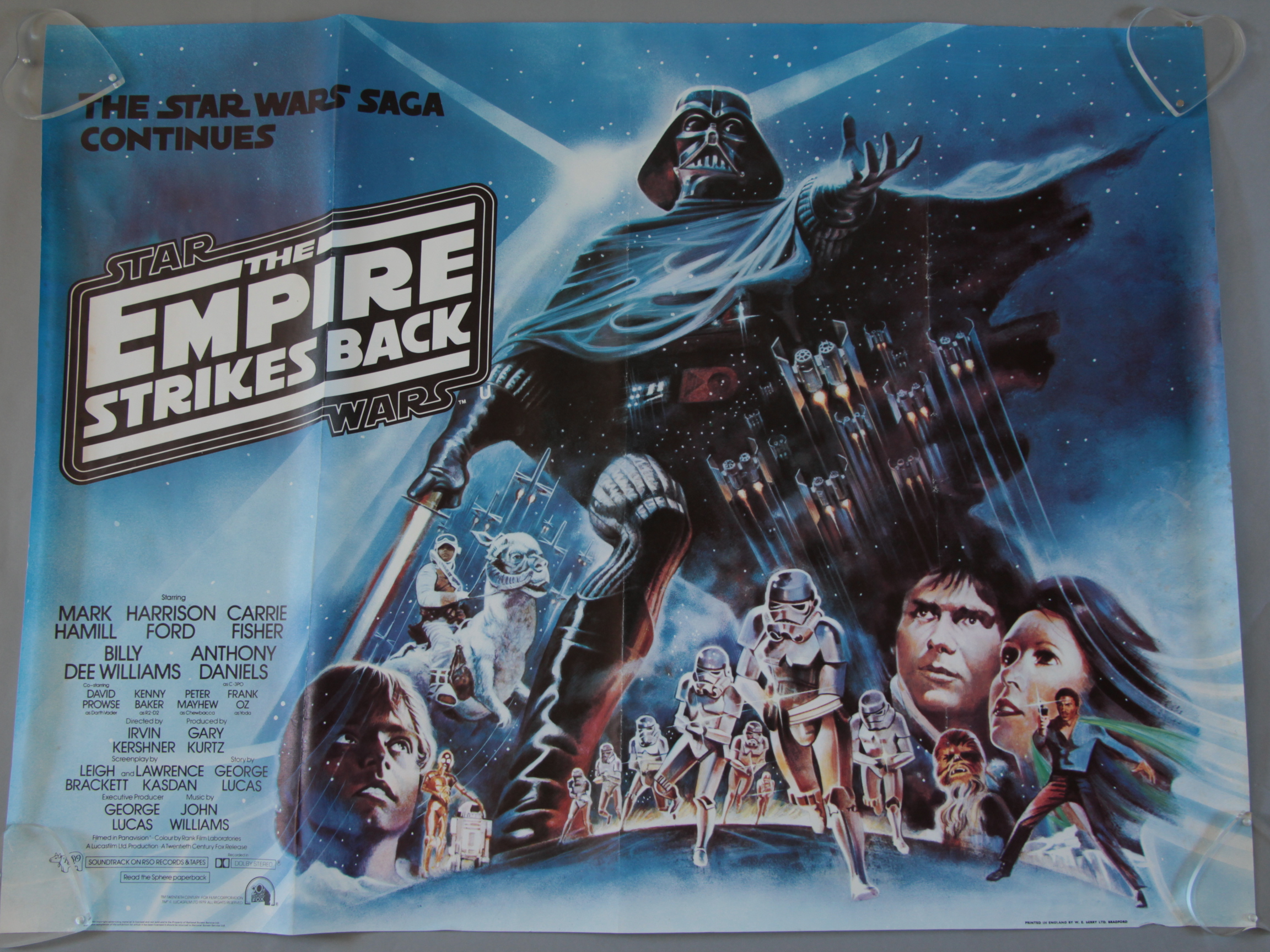 The Empire Strikes Back original 1980 Star Wars British Quad film poster with artwork of Darth