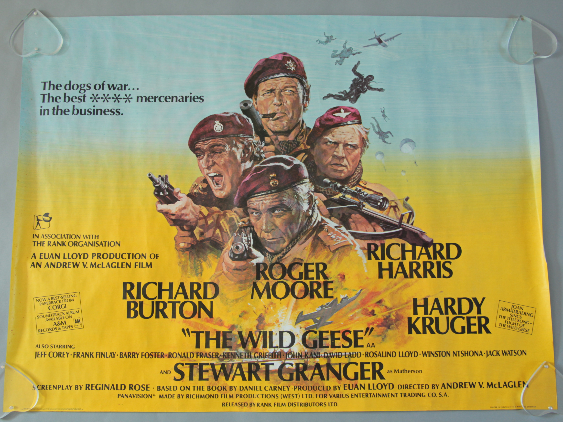 Ten British Quad film posters inc The Wild Geese starring Richard Burton,