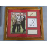 Sports signatures including Bobby Charlton, George Best and Denis Law with photo, framed,