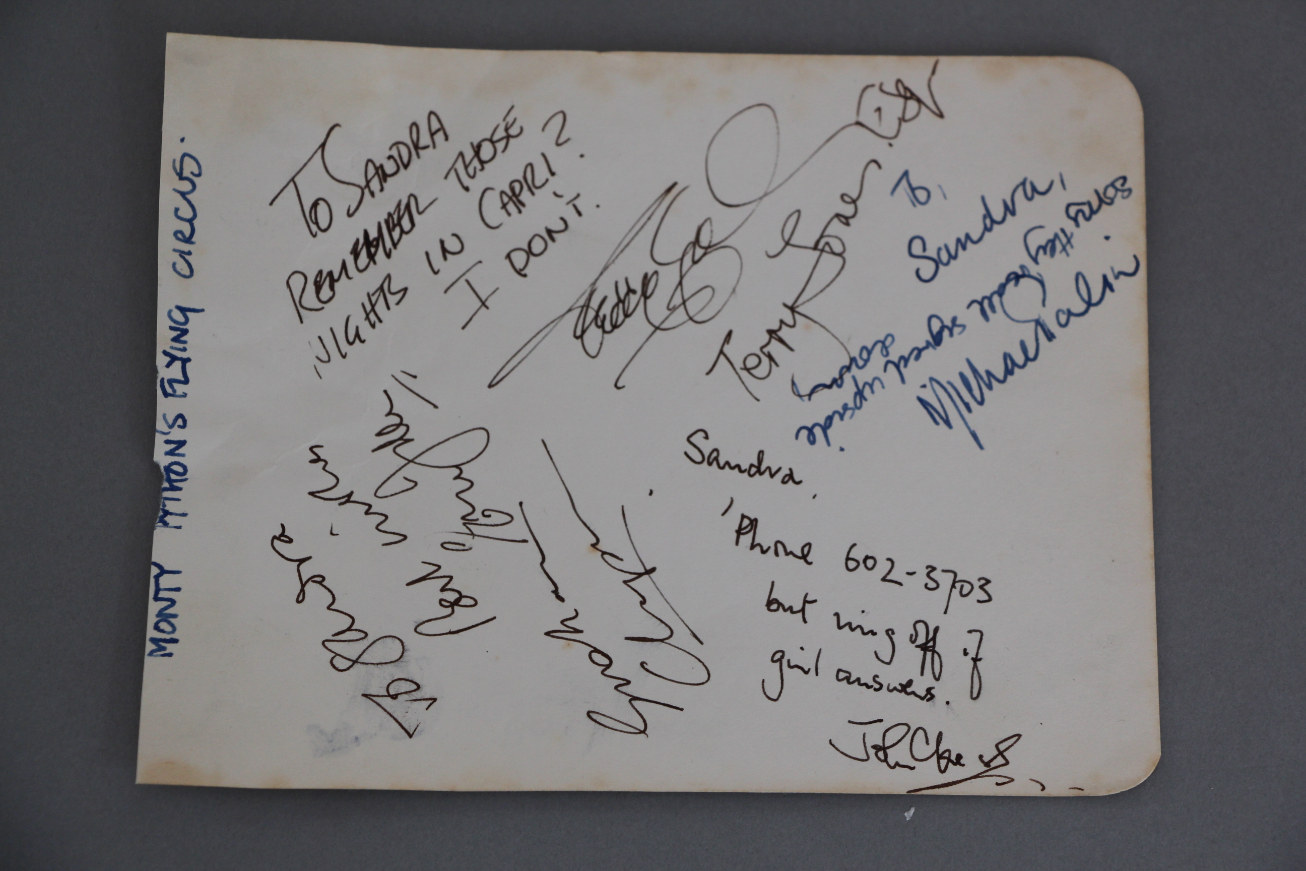 Monty Pythons Flying Circus signatures and comments including Michael Palin, Terry Jones, - Image 2 of 3