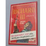 Richard III by William Shakespeare framed UK double crown 20 x 30 inch printed in England by