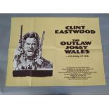 Outlaw Josey Wales RR starring Clint Eastwood folded British Quad film poster 30 x 40 inches.