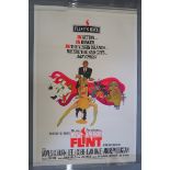 "In Like Flint" US one sheet linen backed film poster with art by Bob Peak starring James Coburn,