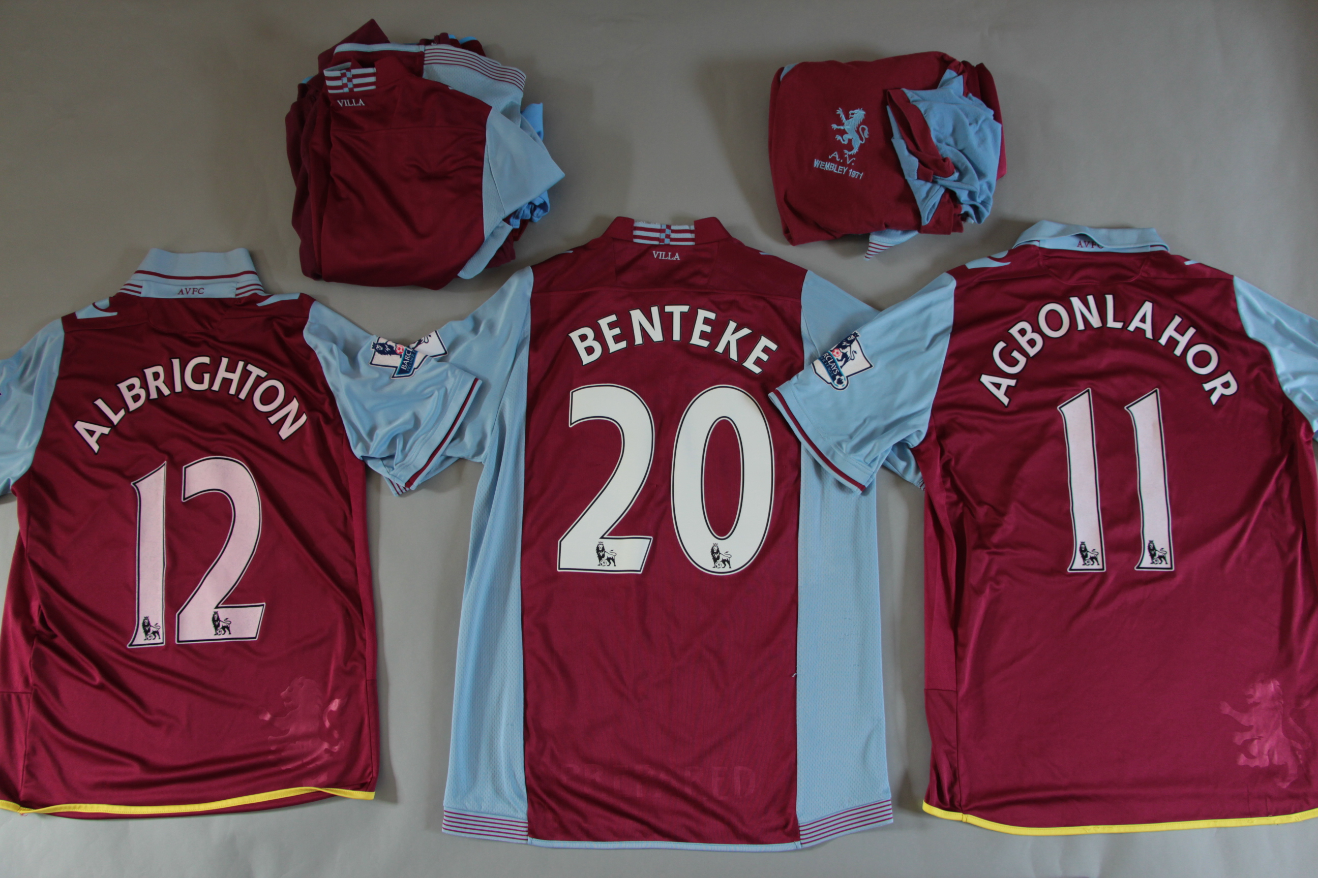 ASTON VILLA match worn football player shirts including Christian Benteke (20),