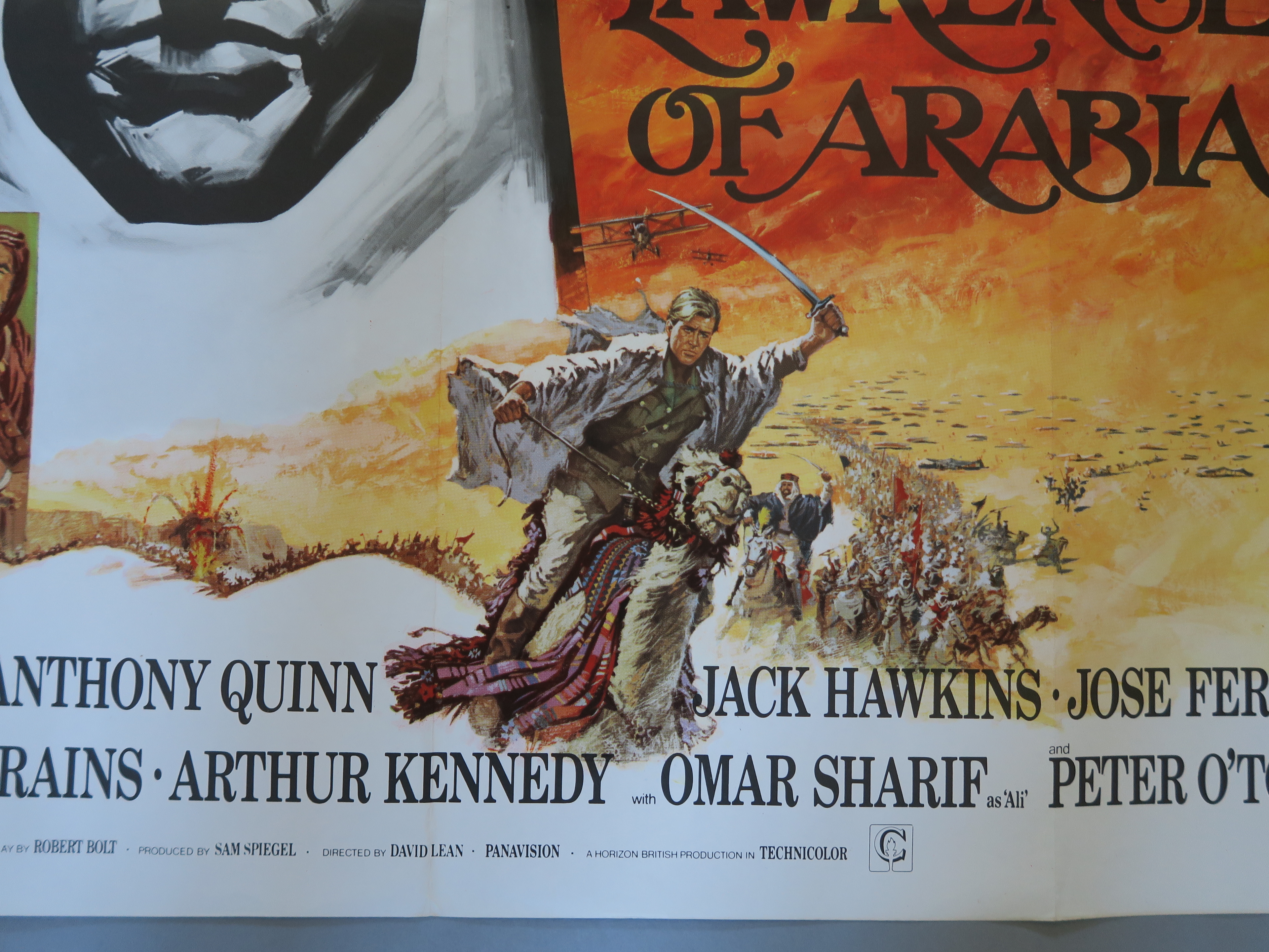 "Lawrence of Arabia" British Quad film poster picturing Peter O Toole as Lawrence plus Omar Shariff, - Image 2 of 3