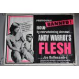 Andy Warhols "Flesh" X certificate British Quad film poster in rolled condition, previously banned,