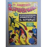 Amazing Spider-man Marvel comic #12 (May 1964) Doc Octopus unmasks Spider-man cover story,