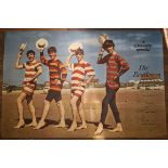 The Beatles large folded poster of the Fab Four in full colour at the beach wearing beach costumes
