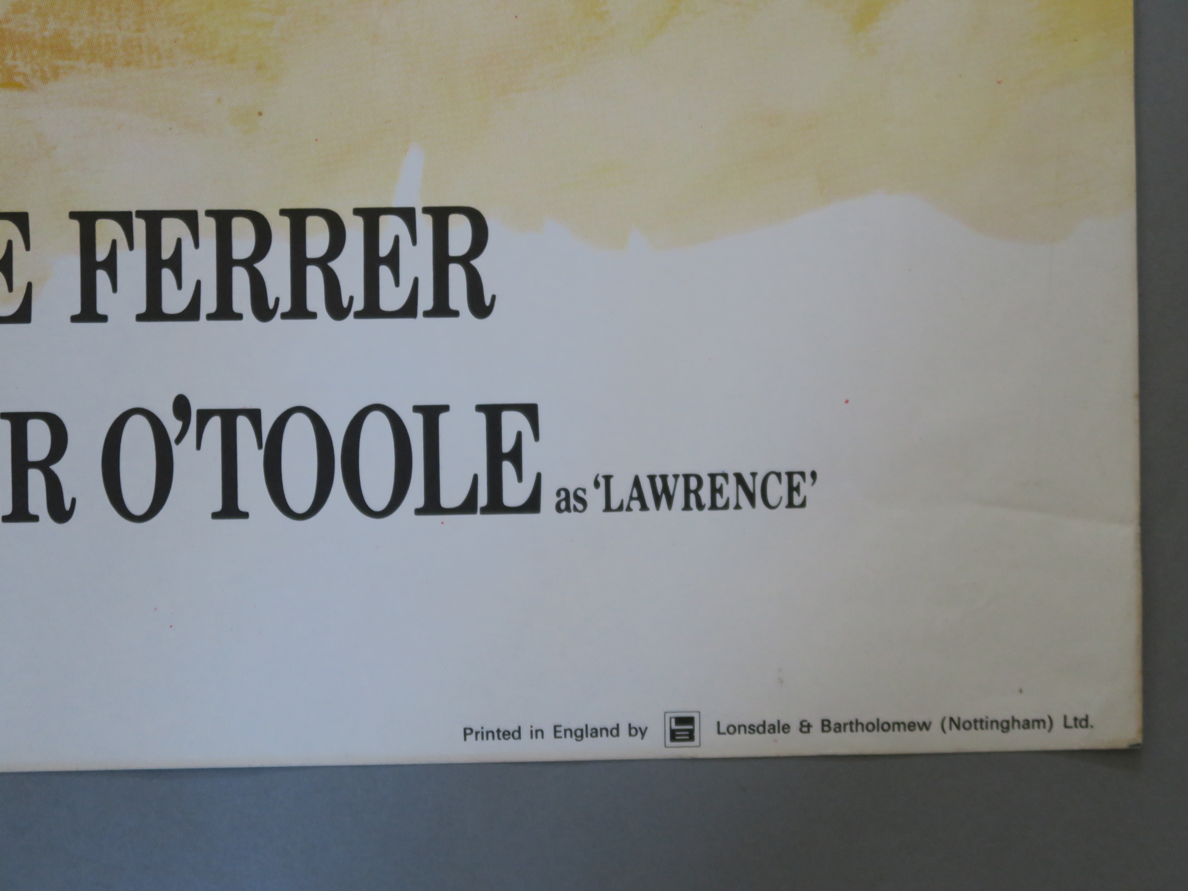 "Lawrence of Arabia" British Quad film poster picturing Peter O Toole as Lawrence plus Omar Shariff, - Image 3 of 3