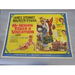 12 British Quad film posters including James Stewart in "Mr Hobbs takes a Vacation",
