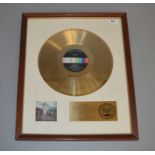 THE WHO "Who's Next" RIAA Gold Disc Award presented to Decca Records for the album "Who's Next" by