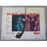 Collection of folded British Quad film posters including "Klute" st Jane Fonda & Donald Sutherland,