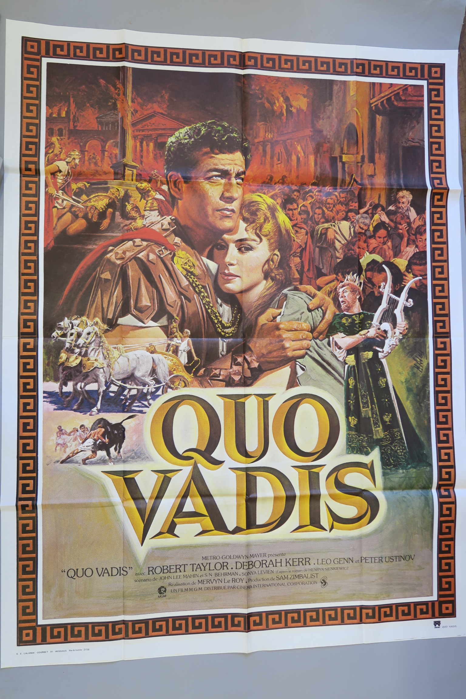 6 French Grande film posters inc Quo Vadis with art by Jean Mascii, Fall of the Roman Empire,