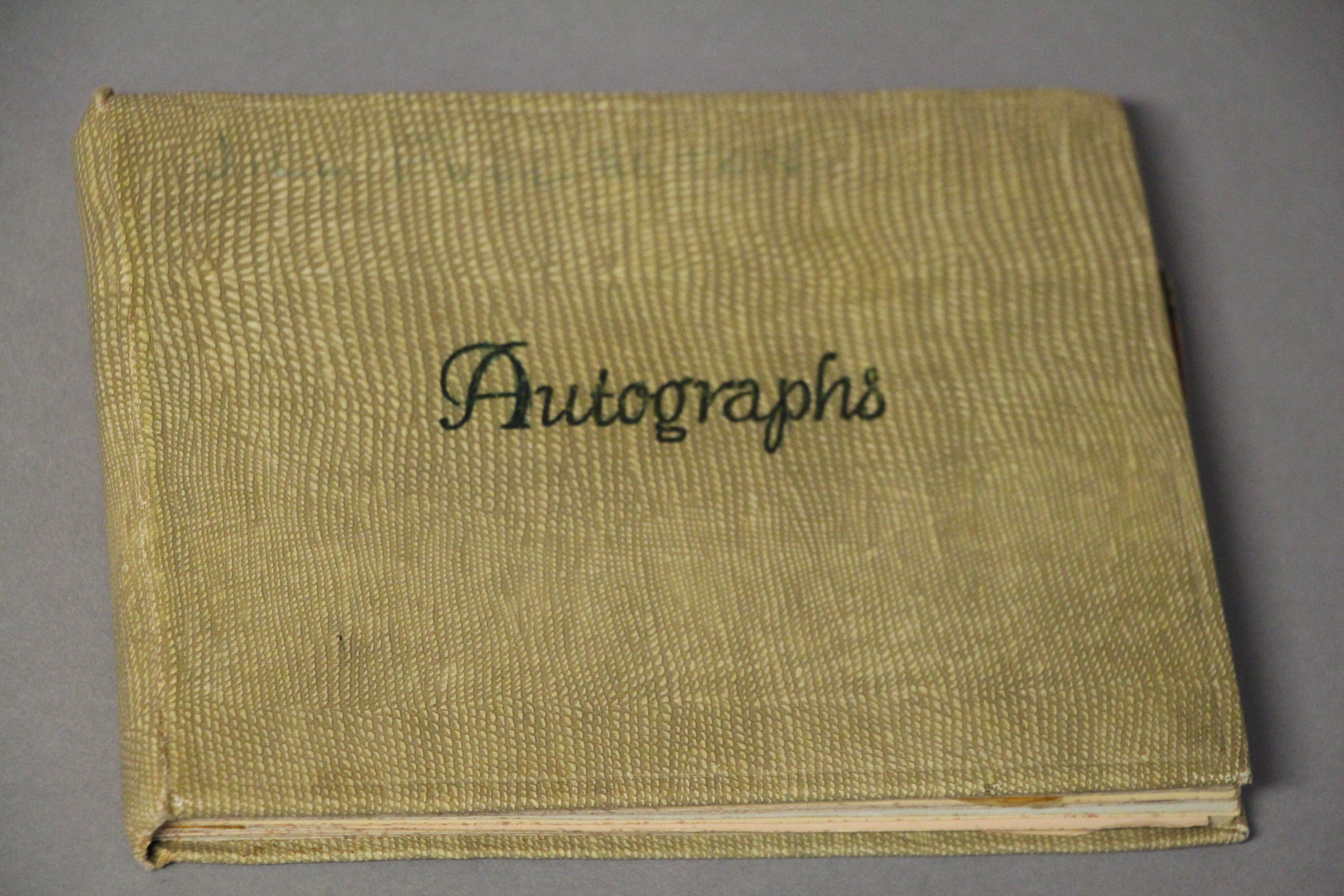 An Autograph book collected by a lady called Jill F whose full name and address appears in the book