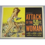"Attack of the 50ft Woman" US half sheet 1958 film poster with iconic Reynold Brown artwork,