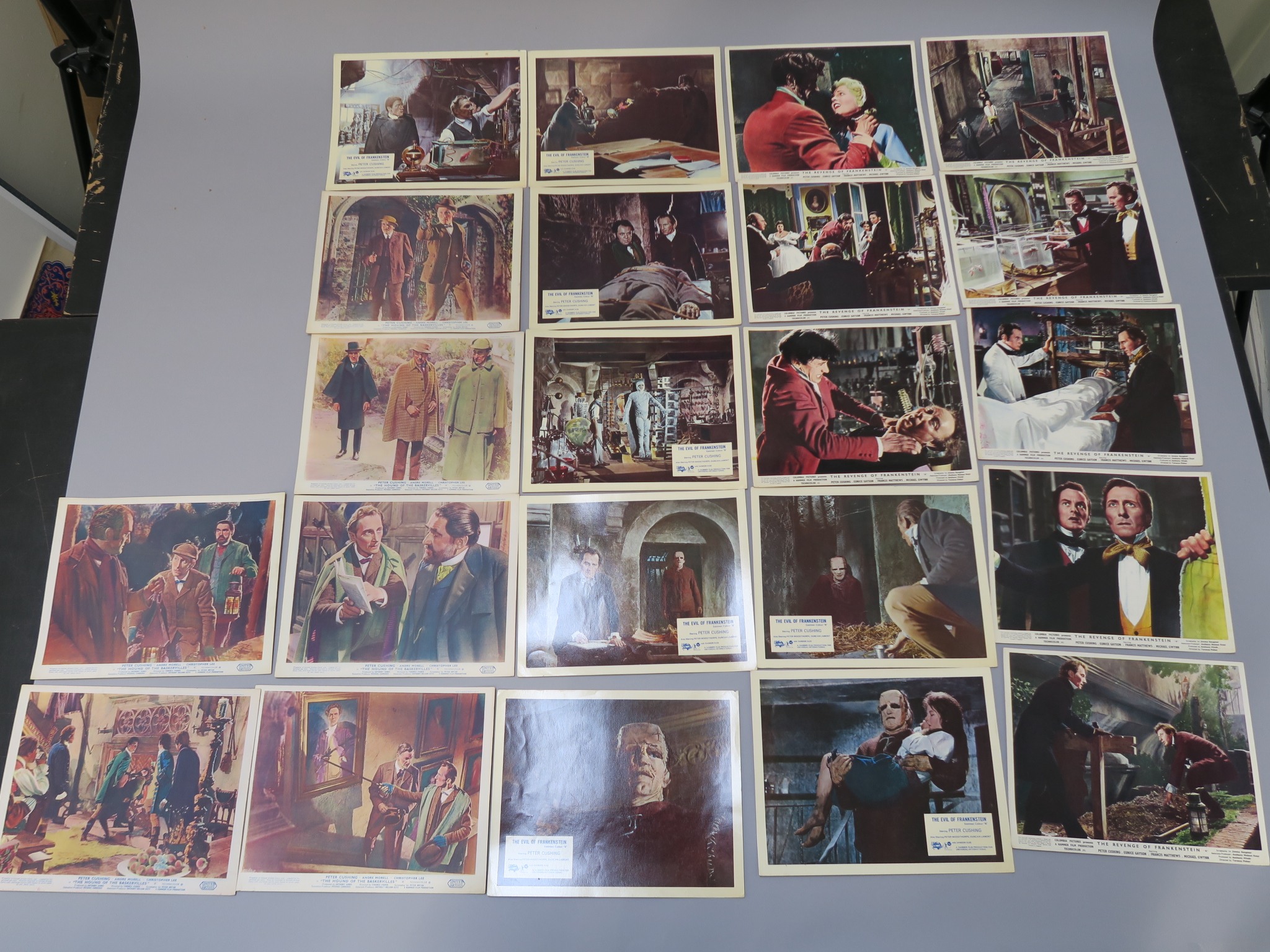 Peter Cushing British Front of House lobby cards 8 x 10 inch including a full set for "The Revenge