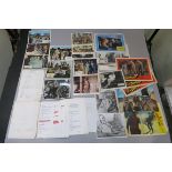 A collection of front of house lobby cards and stills (8 x 10 inch & 11 x 14 inch) plus a script