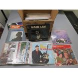 Box of Vinyl LP records inc Magic Sam 1937 -1969 on Blue Horizon 7-63223,