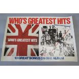 The Who 1983 MCA records "Who's Greatest Hits" poster in rolled condition,