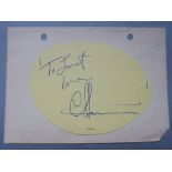 Cat Stevens Immigration Act 1971 embarkation card with Cat Stevens autograph to reverse "To Janet
